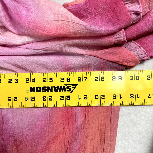 Zac & Rachel Blouse 2X Ruffle 3/4 Sleeve Boho White Orange Pink Pastel Tie Dye - Picture 6 of 10